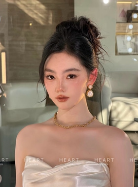 TM｜高智感金色敬酒服礼服搭配（项链+耳饰