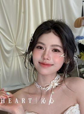 TM｜手作新娘礼服花朵蕾丝蝴蝶结（项链+耳饰