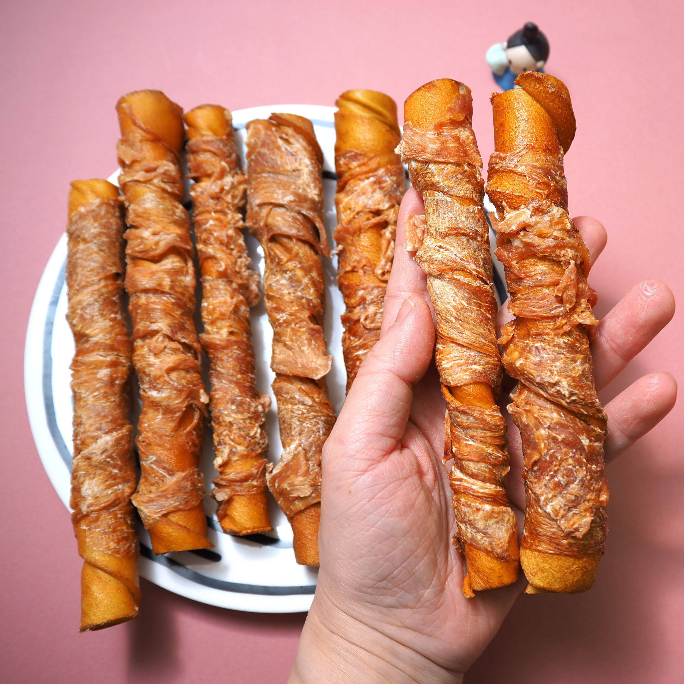 纯鸡胸缠绕才3.2一支! 纯鸡胸绕烟熏猪皮卷棒7支装约350g中大型犬,淘宝优惠券,粉丝福利购,淘宝优惠卷