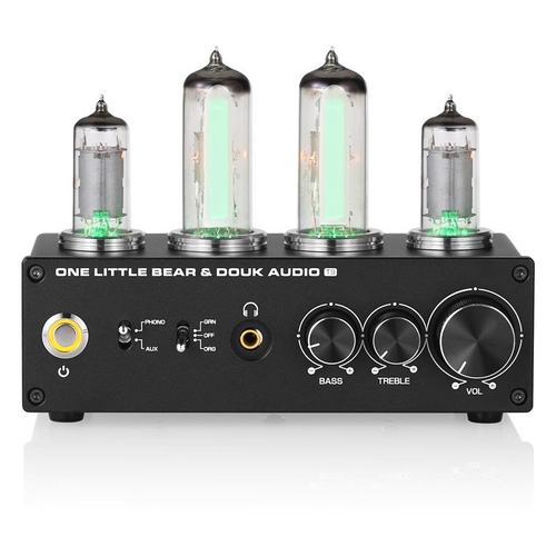 HIFI电子管唱放MM/MC转盘唱头放大器桌面胆前级带高低音6E2猫眼 - 图0