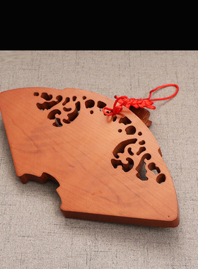 木雕扇形天官赐福玄关摆件