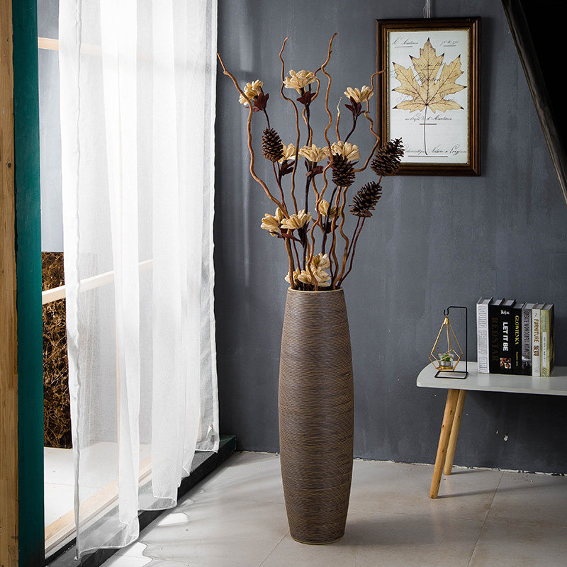 纯手工景德镇落地陶瓷大花瓶大摆件现代简约复古客厅家居酒店插花,淘宝优惠券,粉丝福利购,淘宝优惠卷