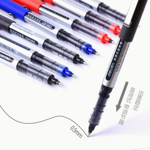 得力S656直液式走珠笔签字笔中性笔学生考试商务笔0.5黑蓝红顺滑 - 图3