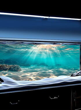造景壁纸3d立体贴画高清正胶外贴鱼缸背景贴纸深海海底水族箱