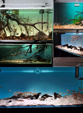 蓝青白正面自粘渐变色水族箱造景装饰壁纸新款鱼缸背景专用贴纸画