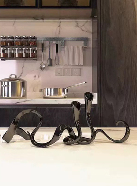 软装恒大现代简约轻奢样板间售楼处边柜展柜摆件创意烛台软装饰品