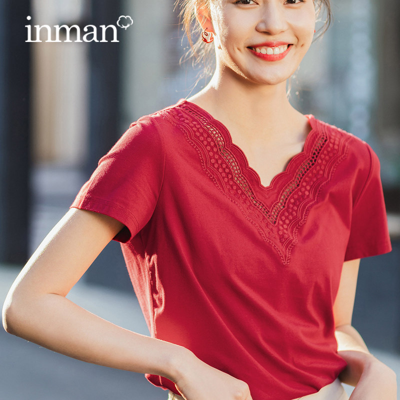 茵曼2022年夏季新款韩版纯欲风t恤 茵曼田田极客T恤