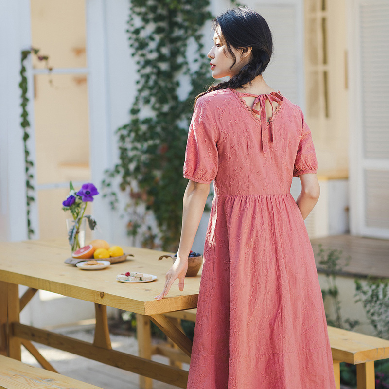 茵曼纯棉2020新款收腰显瘦女连衣裙 茵曼田田极客连衣裙