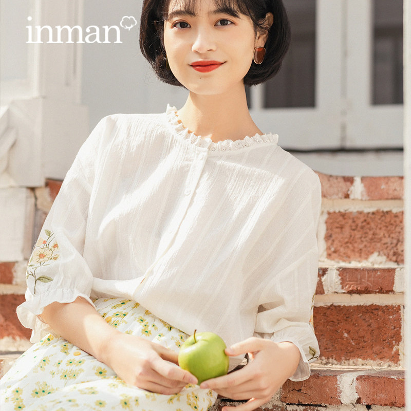 茵曼纯棉衬衫女洋气全棉2020衬衣 茵曼田田极客衬衫