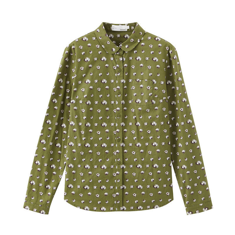 茵曼碎花女设计感小众2020秋装衬衫 茵曼田田极客衬衫