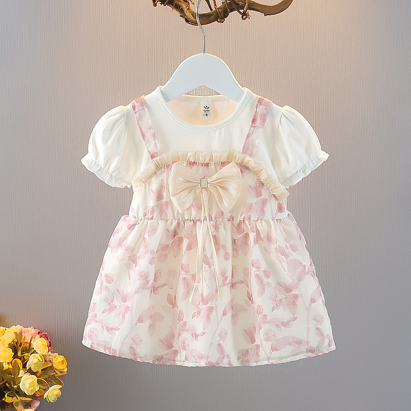 女宝宝夏季连衣裙女童洋气小女孩短袖夏装薄款56个月婴儿公主裙子 - 图3