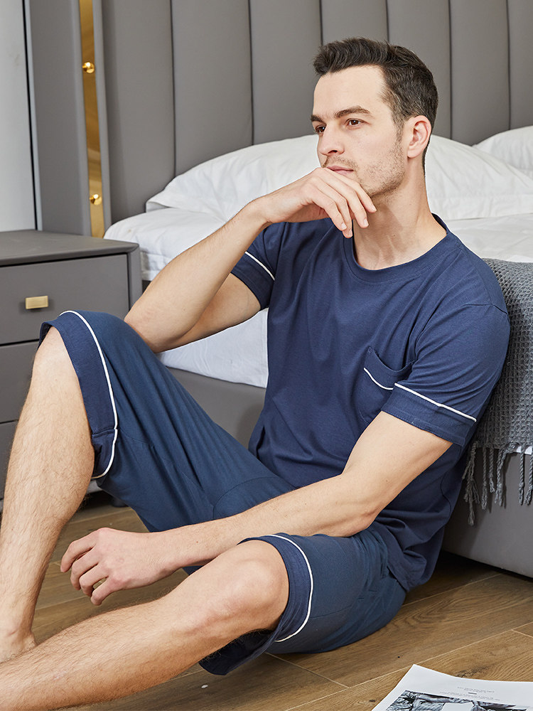 夏季男士莫代尔冰丝短袖短裤睡衣 南极人优舒睡衣/家居服套装