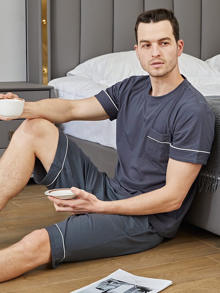 夏季男士莫代尔冰丝短袖短裤睡衣 南极人优舒睡衣/家居服套装