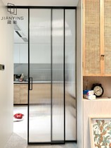 Extremely Narrow Rim Kitchen Pushdoor modern minimalist Balcony Living Room Hanging Rail Triple Linkage Glass Moving Door Four Linkage