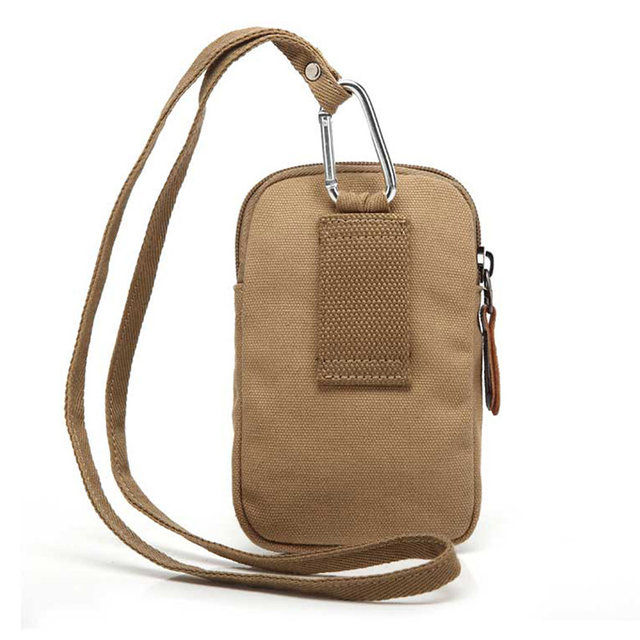 Men's hanging neck belt canvas bag vertical style