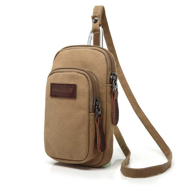 Men's hanging neck belt canvas bag vertical style