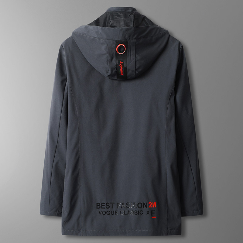 春秋新品男士中长款可脱卸帽男上衣 宝盾狼风衣