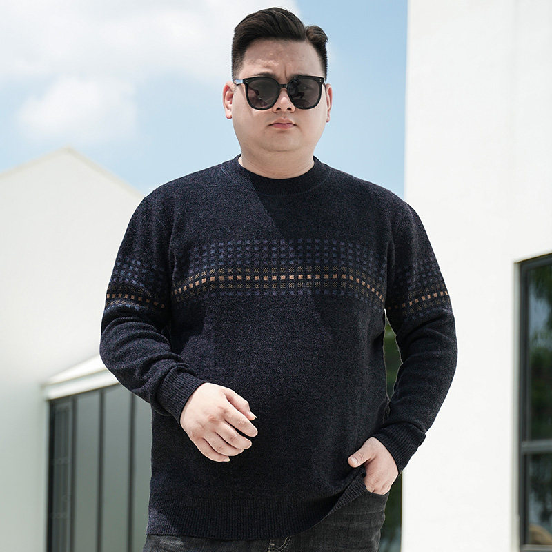 加厚雪尼尔毛衣男秋冬大码圆领打底衫肥佬大号圆领内搭保暖针织衫,淘宝优惠券,粉丝福利购,淘宝优惠卷