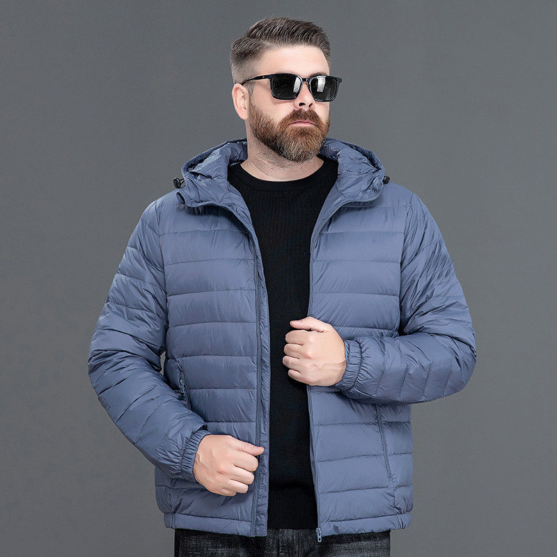 宝盾狼轻薄秋冬加大码男士羽绒服外套特大号青年时尚男连帽羽绒服