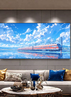 宫崎骏治愈系led灯发光挂画自然风景客厅背景墙装饰画卧室壁画