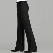 Spring and summer high waist pants male pituitary pants elastic straight cylinder loose wide leg long pants micro horn big foot free of ironing Western pants