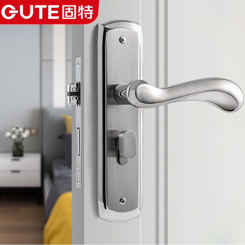 固特304不锈钢门锁卧室欧式执手锁实木门锁室内锁具卫生间门把手