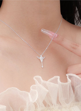 银十字链S999纯银颈链美少女项链