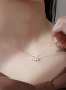 银十字链S999足银蝴蝶结爱的项链