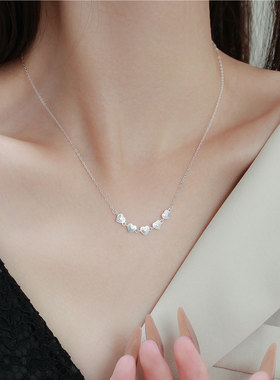 银十字链S999纯银爱心串串项链