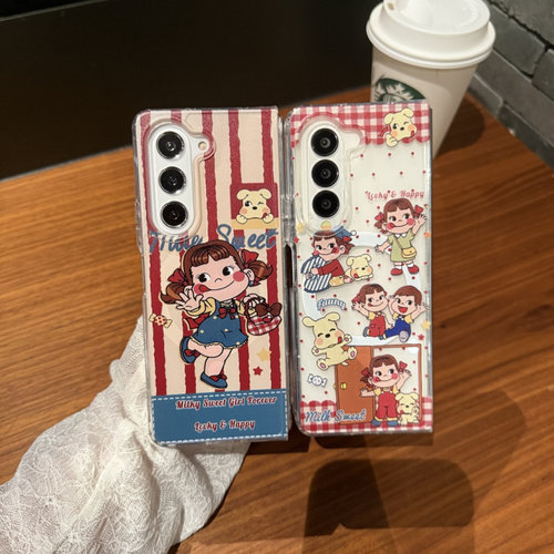 ins复古条纹不二家牛奶妹适用三星zfold7手机壳折叠屏fold5手绳FOLD6磁吸支架W24防摔ZFold3个性W23保护套w22 - 图0