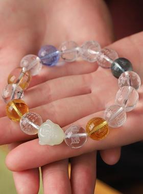 2025蛇年天然白水晶手串和田玉手链送父母长辈妈妈新年母亲节礼物