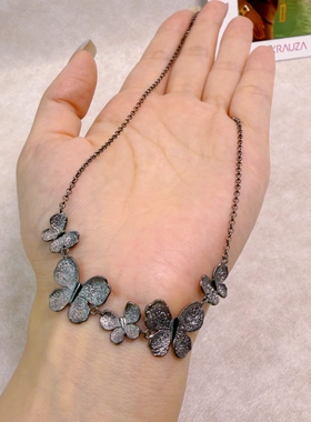 意大利进口 925银镀黑银 多蝶系列 项链耳坠设计师款