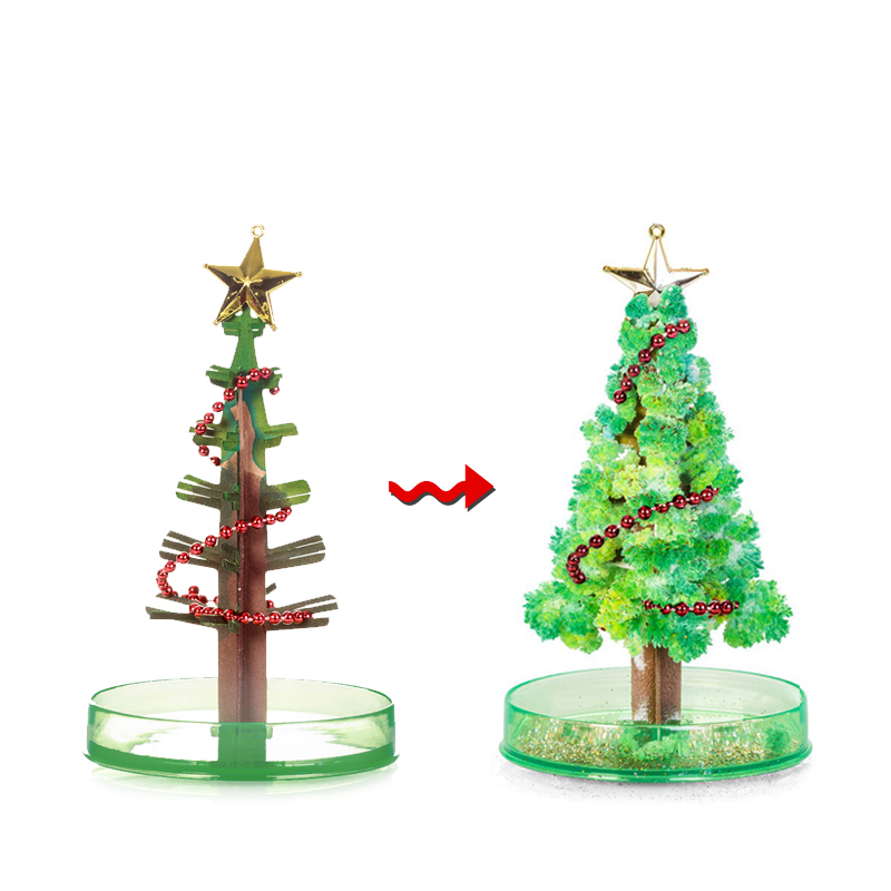 圣诞节校园外流行怀旧圣诞纸树会生长开花的结晶树雪花魔幻树玩具 - 图0
