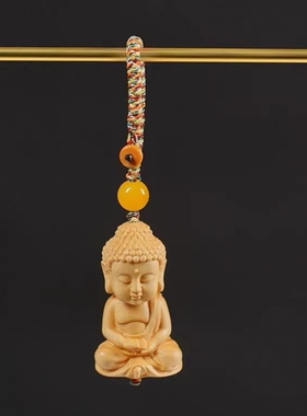 佛祖钥匙扣木质观音菩萨布袋佛钥匙圈吊坠旅游工艺品礼品挂件