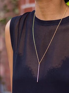 新款钛钢小众冷淡风竖条吊坠锁骨链知性白领商务通勤百搭项链