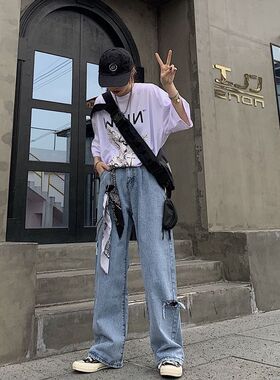 韩版ins原宿bf风复古腰花扣链条