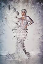 Viart Custom Bar Gogo Play Out of Women Singer Night Shop ds Sexy hot-Diamond Feather Long Skirt Accessories Big Fan