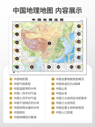【北斗官方】2024新版世界地图和中国地图初高中学生专用地理地图大尺寸1.2*0.9米地形图气候洋流等地理学习知识贴图家用墙贴-图1