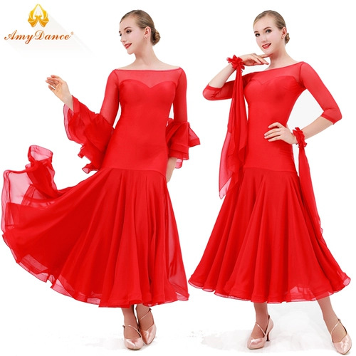 Emy Dance Service National Standard Dance Dress Long High -end High -end High -End Waltz Performance Service Женская современная танцевальная юбка Новая