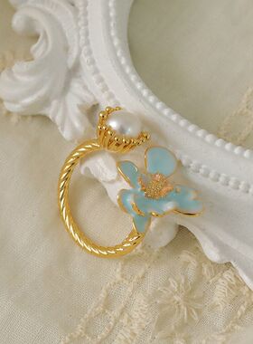 浅礼物花朵vintage中古宝石花蕊