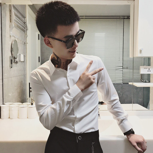 155小码男装矮小个子长袖衬衫男S号XS码纯色商务衬衣正装寸衫修身 - 图0