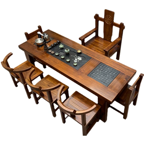 Чайный стол старой лодки и стул Комбинированный магазин кунг -фу чайный стол с твердым деревом чай