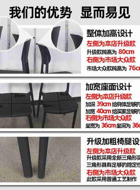 塑料餐椅可叠放家用加厚餐桌椅现代简约黑色凳子靠背餐厅休闲椅子