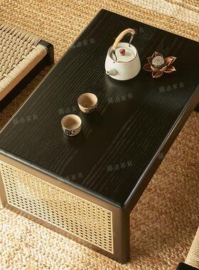 侘寂风榻榻米茶座椅实木矮茶座飘窗阳台茶桌椅组合矮茶桌椅小桌子