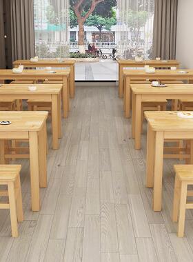 全实木快餐桌椅家用小户型面馆小吃店大排挡早餐桌椅组合长方形台