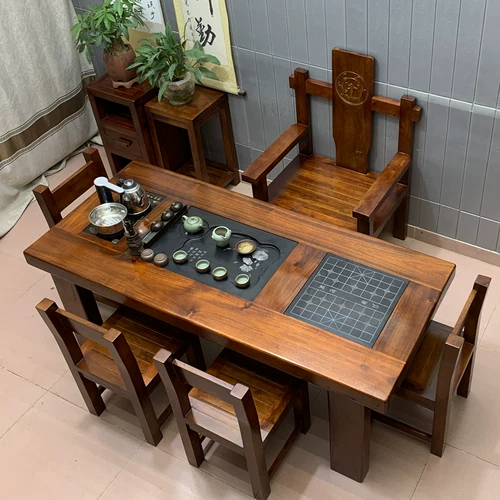 Чайный стол старой лодки и стул Комбинированный магазин кунг -фу чайный стол с твердым деревом чай