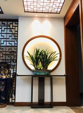 新中式条案实木玄关桌禅意现代玄关台条几仿古靠墙走廊装饰端景台