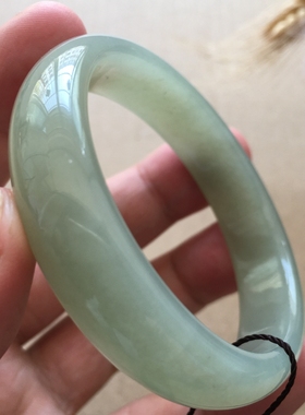 新疆和田玉手镯少女玉镯子白玉款QY50天然青玉正品玉石保真证书