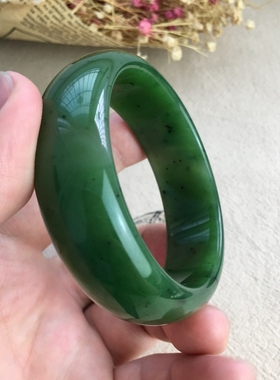 和田玉手镯少女玉镯子碧玉款EB57阳绿色手镯天然正品玉石保真疯哥