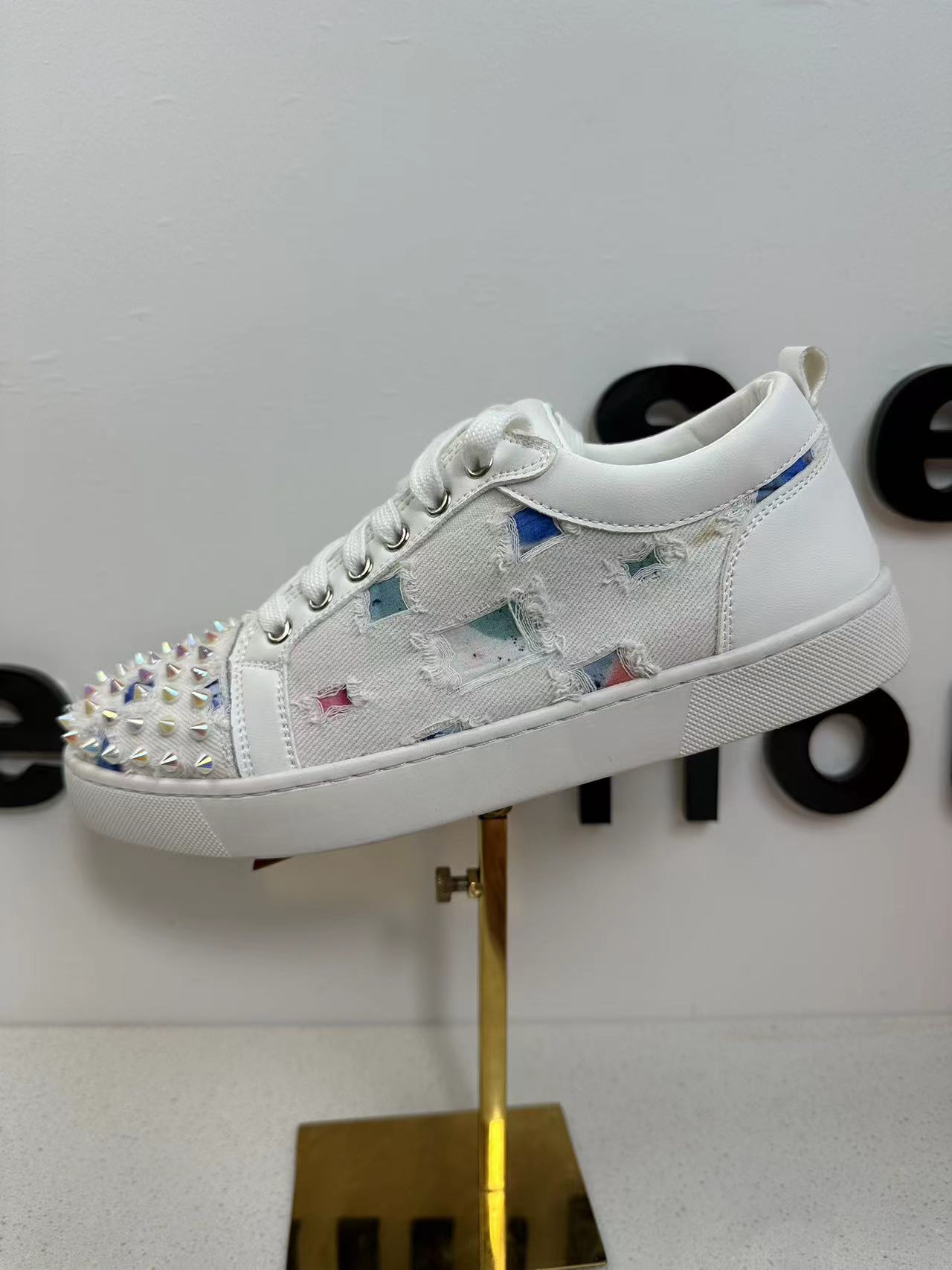 欧洲站CL2024新款铆钉红底鞋个性帆布破洞星空小白鞋百搭休闲板鞋,淘宝优惠券,粉丝福利购,淘宝优惠卷